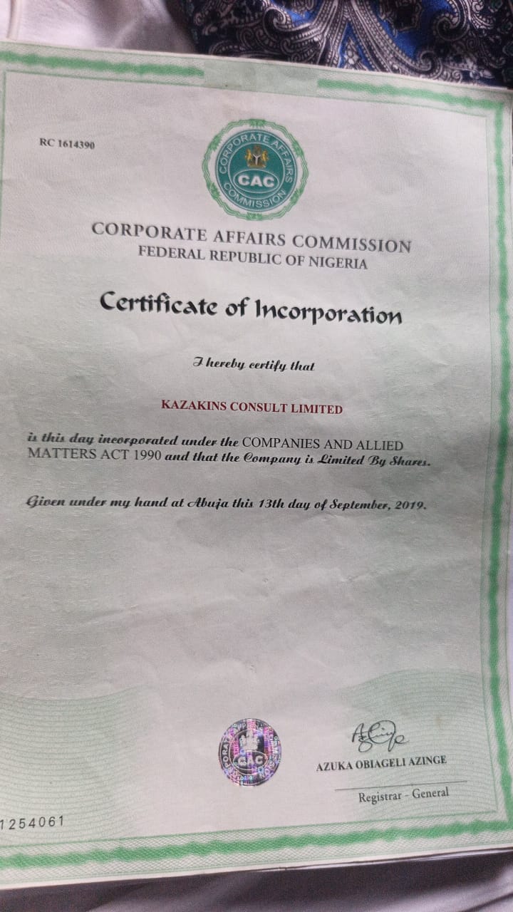 Kazakinz Consult CAC certificate